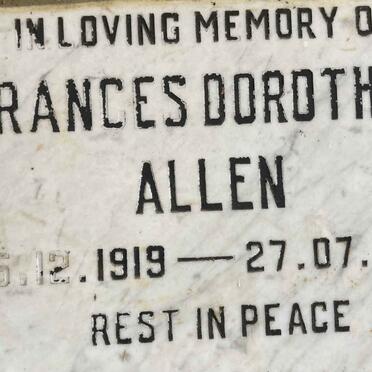 ALLEN Frances Dorothea 1919-1987