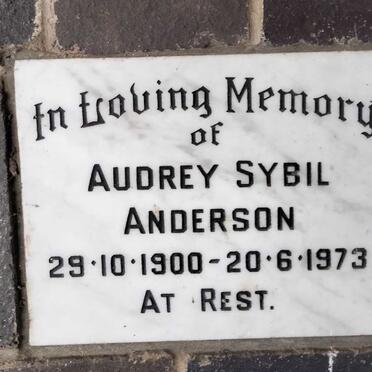 ANDERSON Audrey Sybil 1900-1973