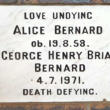 BERNARD George Henry Brian -1971 & Alice -1958