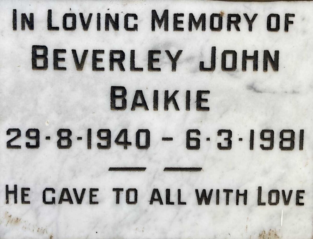 BAIKIE Beverly John 1940-1981