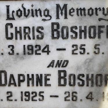 BOSHOFF Chris 1924-1981 & Daphne 1925-1993