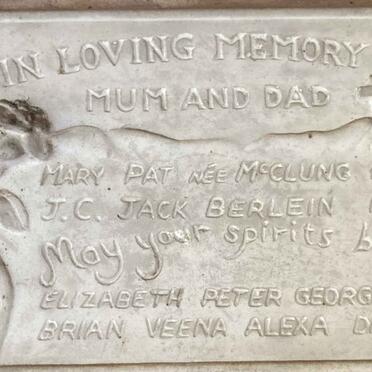 BERLEIN J.C. 1929-1970 & Mary Pat MCLUNG 1920-1998