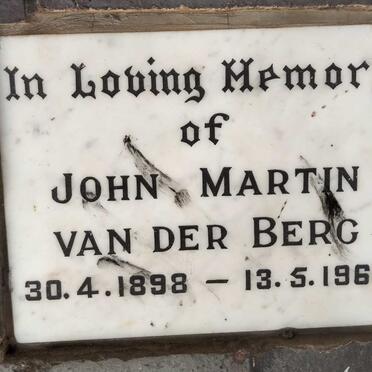 BERG John Martin, van der 1898-1968