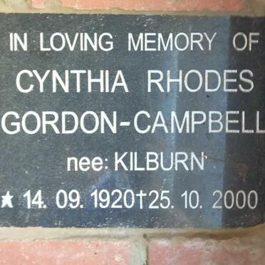 CAMPBELL Cynthia Rhodes, GORDON nee KILBURN 1920-2000
