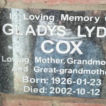 COX Gladys Lydia 1926-2002