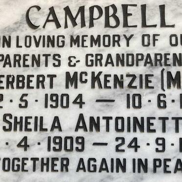 CAMPBELL Herbert McKenzie 1904-1982 Sheila Antoinette 1909-1988