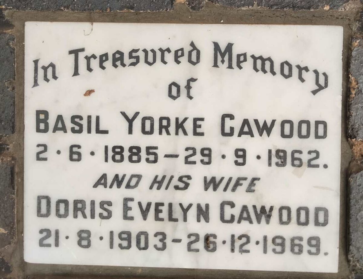 CAWOOD Basil Yorke 1885-1962 & Doris Evelyn 1903-1969