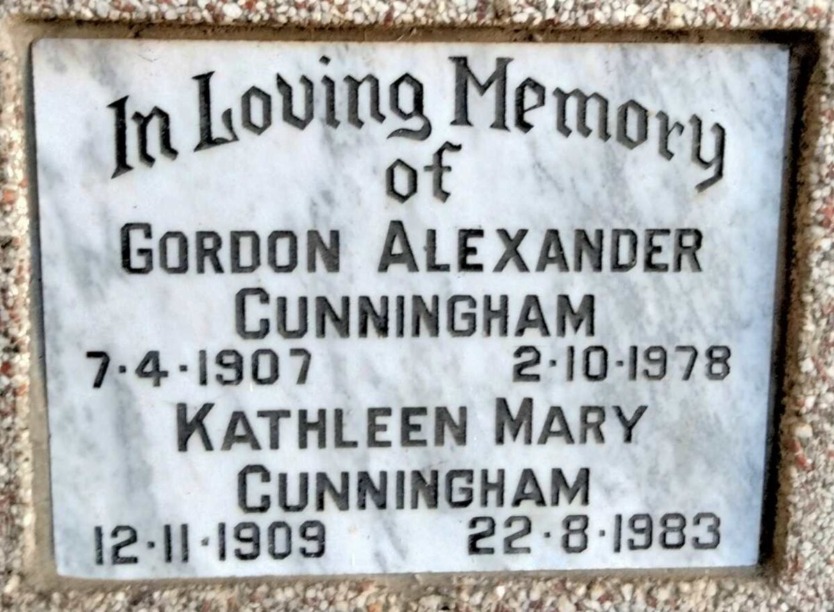 CUNNINGHAM Gordon Alexander 1907-1978 & Kathleen Mary 1909-1983