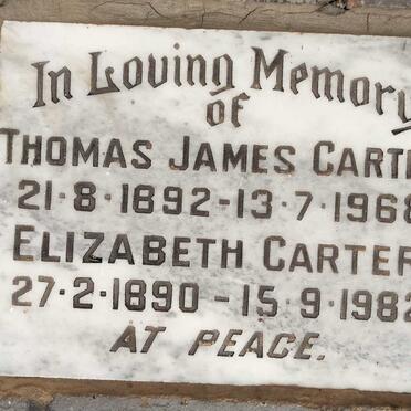 CARTER Thomas James 1892-1968 & Elizabeth 1890-1982