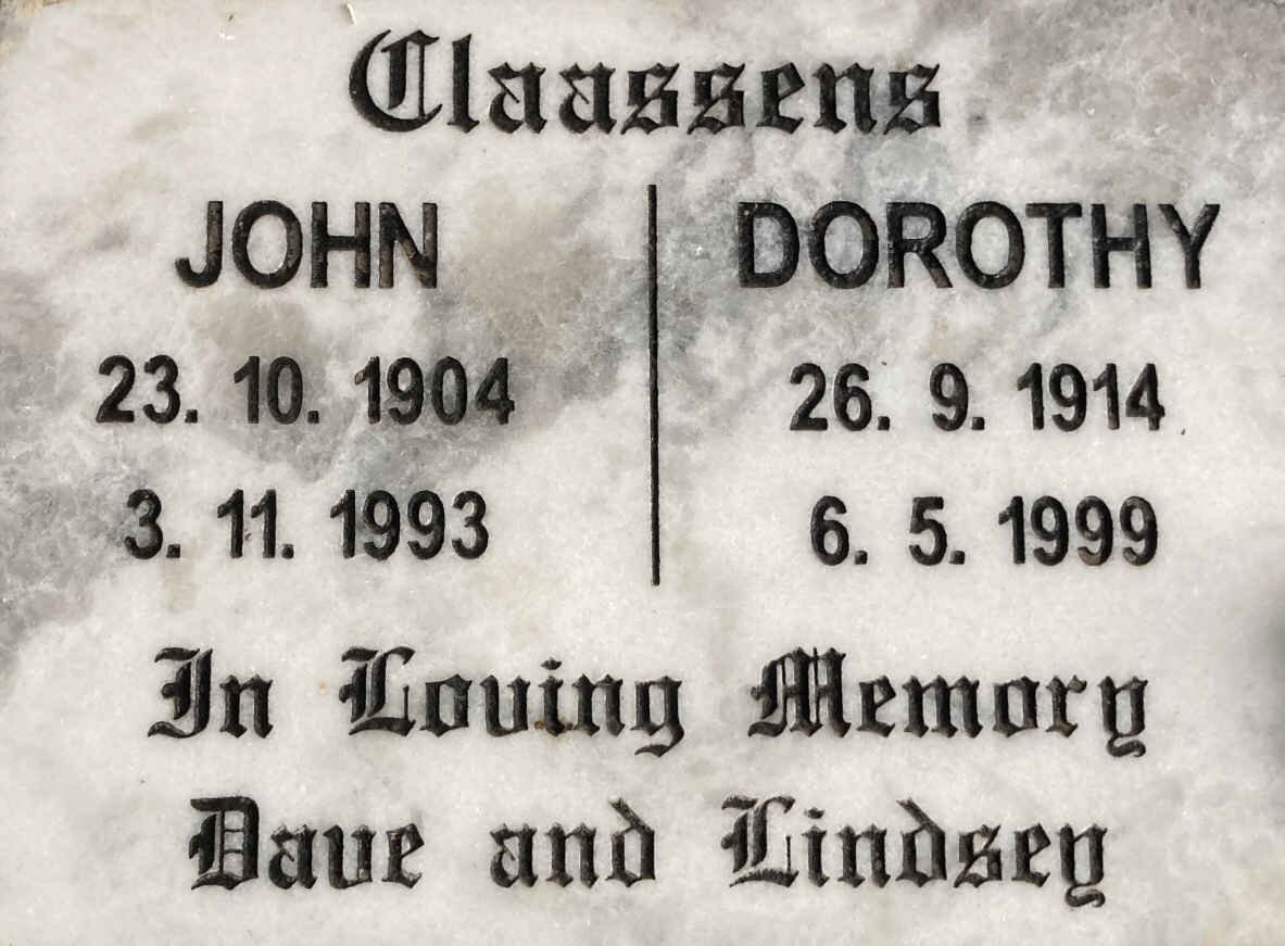 CLAASSENS John 1904-1993 & Dorothy 1914-1999