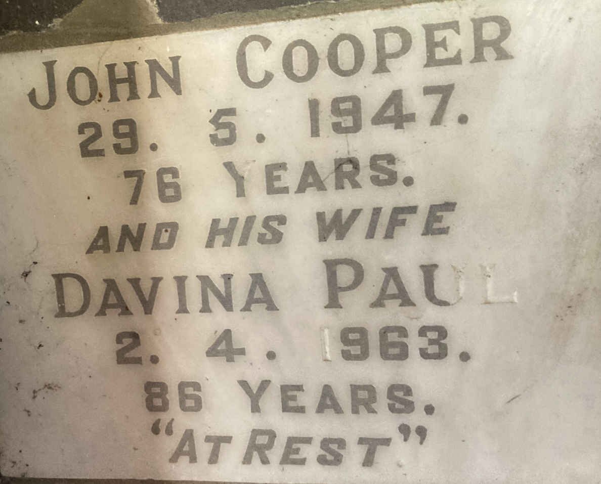 COOPER John -1947 & Davina PAUL -1963