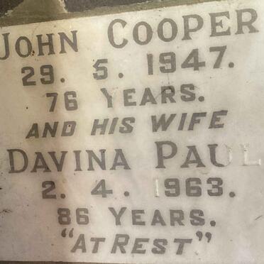 COOPER John -1947 & Davina PAUL -1963