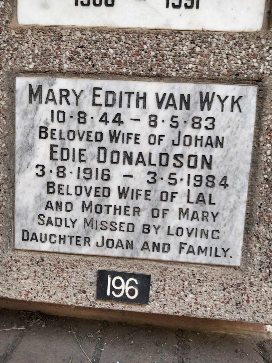 DONALDSON Edie 1916-1984 :: WYK Mary Edith, van 1944-1983