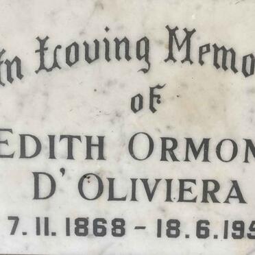 D'OLIVIERA Edith Ormond 1868-1956
