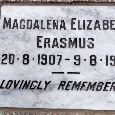 ERASMUS Magdalena Elizabeth 1907-1983