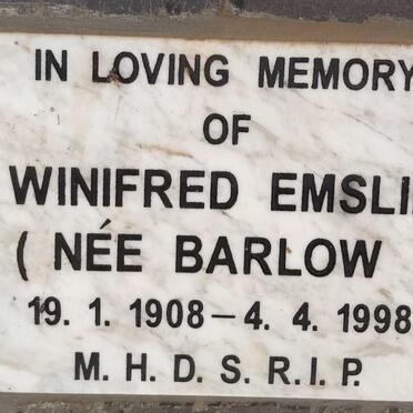 EMSLIE Winifred nee BARLOW 1908-1998