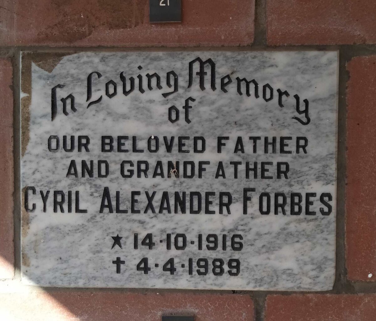 FORBES Cyril Alexander 1916-1989