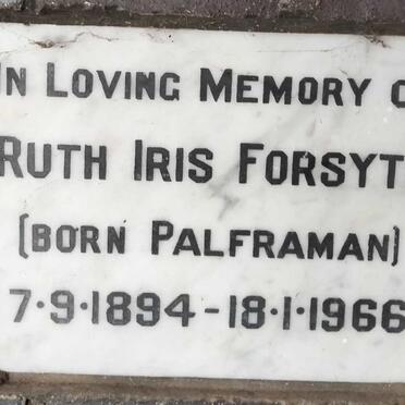 FORSYTH Ruth Iris nee PALFRAMAN 1894-1966