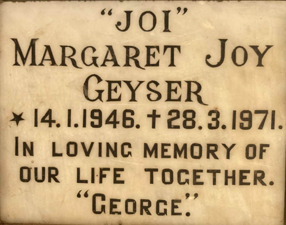 GEYSER Margaret Joy 1946-1971