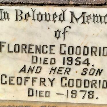 GOODRIDGE Florence -1954 :: GOODRIDGE Geoffry -1978
