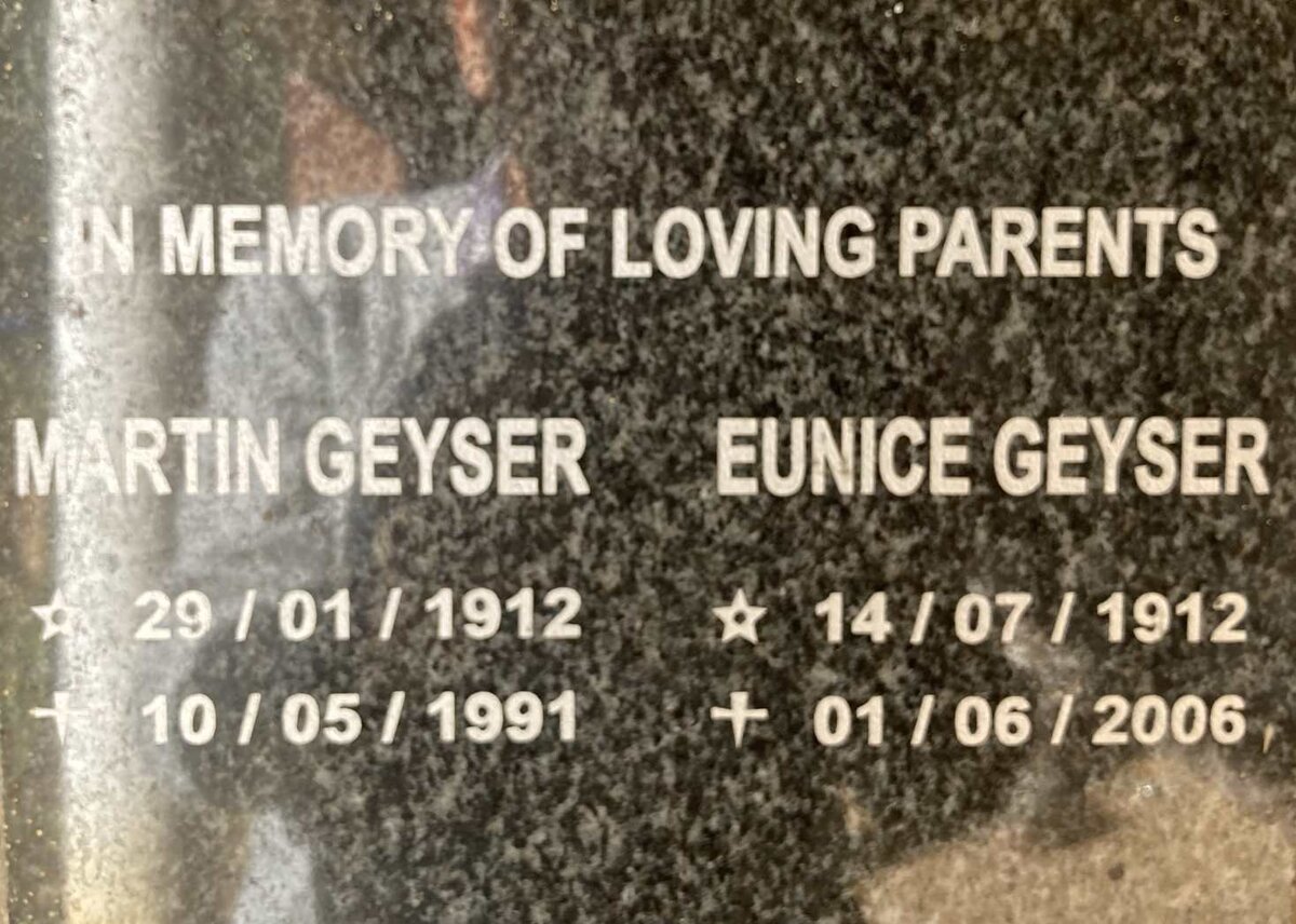 GEYSER Martin 1912-1991 & Eunice 1912-2006