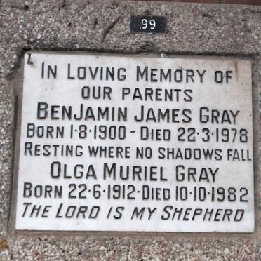 GRAY Benjamin James 1900-1978 & Olga Muriel 1912-1982