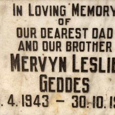 GEDDES Mervyn Leslie 1943-1990
