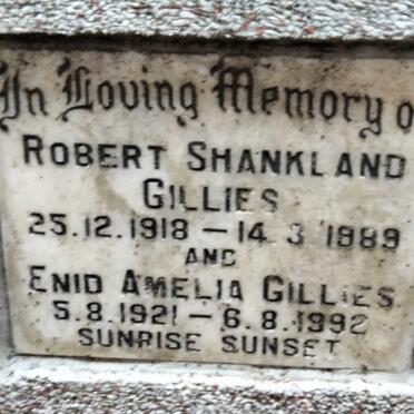 GILLIES Robert Shankland 1918-1989 & Enid Amelia 1921-1992