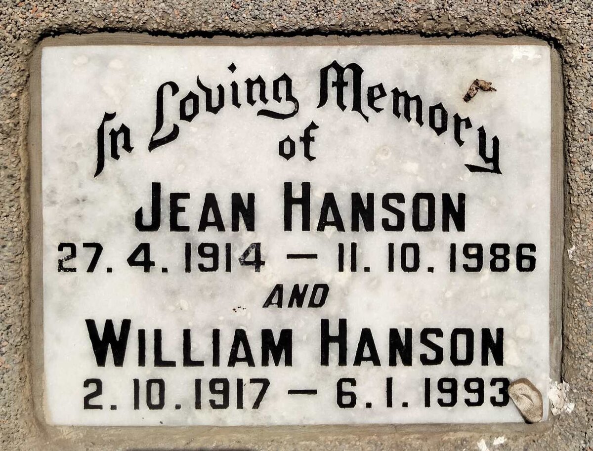 HANSON William 1917-1993 & Jean 1914-1986
