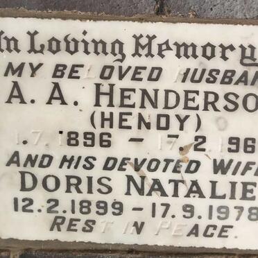 HENDERSON A.A. 1896-1969 & Doris Natalie 1899-1978