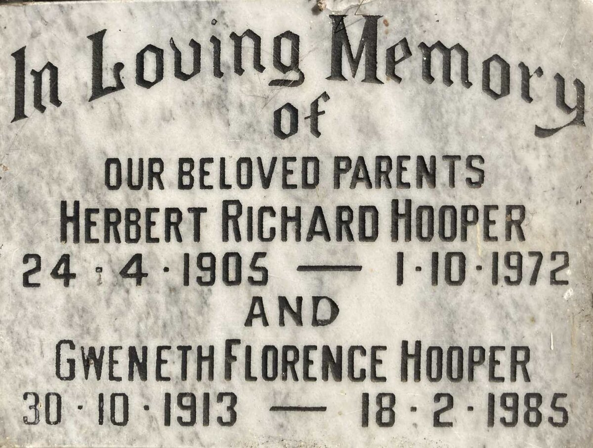 HOOPER Herbert Richard 1905-1972 & Gweneth Florence 1913-1985