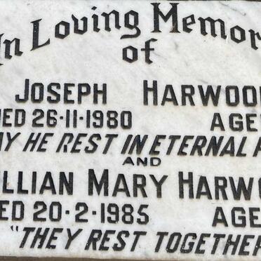 HARWOOD Joseph -1980 & Lillian Mary -1985