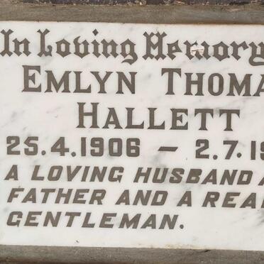 HALLETT Emlyn Thomas 1906-1970