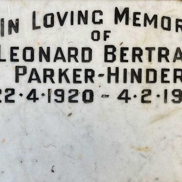 HINDER Leonard Bertram, PARKER 1920-1975
