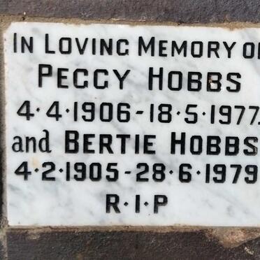 HOBBS Bertie 1905-1979 & Peggy 1906-1977