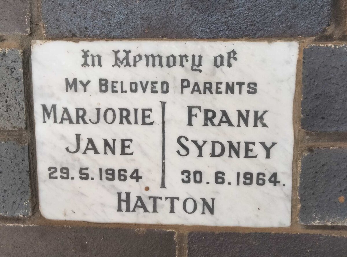 HATTON Frank Sydney -1964 & Marjorie Jane -1964