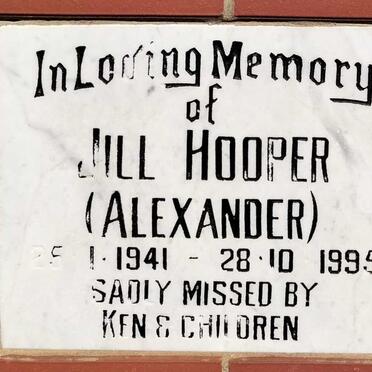 HOOPER Jill nee ALEXANDER 1941-1995