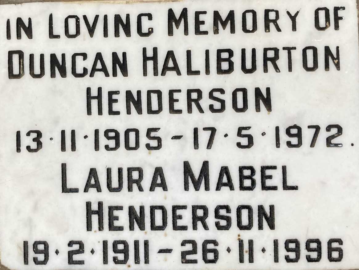 HENDERSON Duncan Haliburton 1905-1972 & Laura Mabel 1911-1996