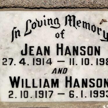 HANSON William 1917-1993 & Jean 1914-1986