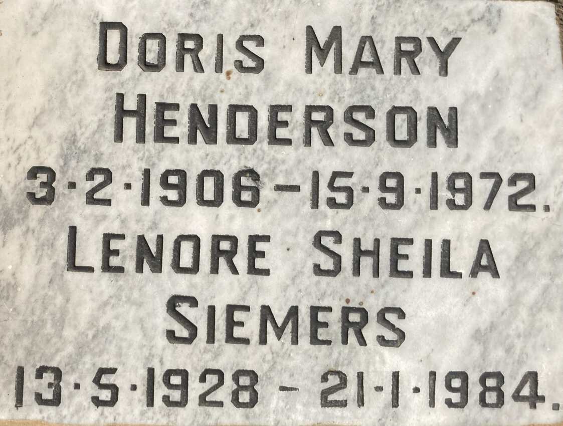 HENDERSON Doris Mary 1906-1972 :: SIEMERS Lenore Sheila 1928-1984