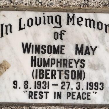 HUMPHREYS Winsome May nee IBERTSON 1931-1993