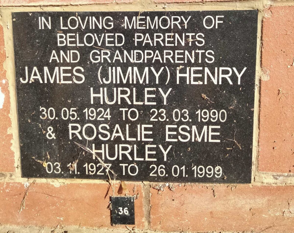 HURLEY James Henry 1924-1990 & Rosalie Esme 1927-1999