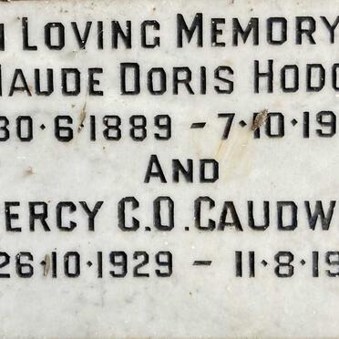 HODGES Maude Doris 1889-1975 :: CAUDWELL Percy C.O. 1929-1973 