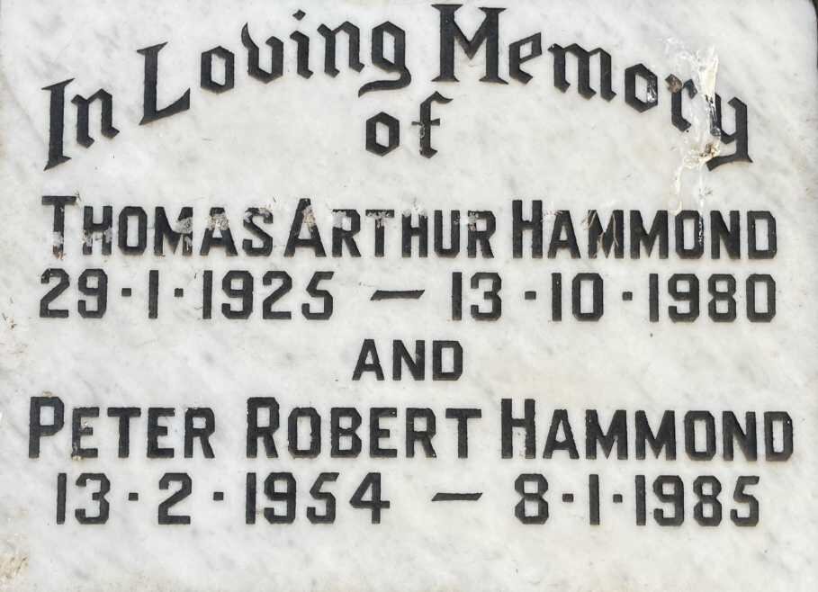 HAMMOND Thomas Arthur 1925-1980 :: HAMMOND Peter Robert 1954-1985