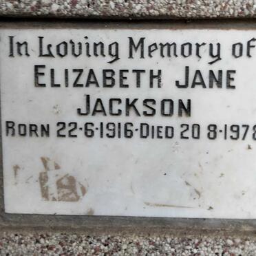 JACKSON Elizabeth Jane 1916-1978