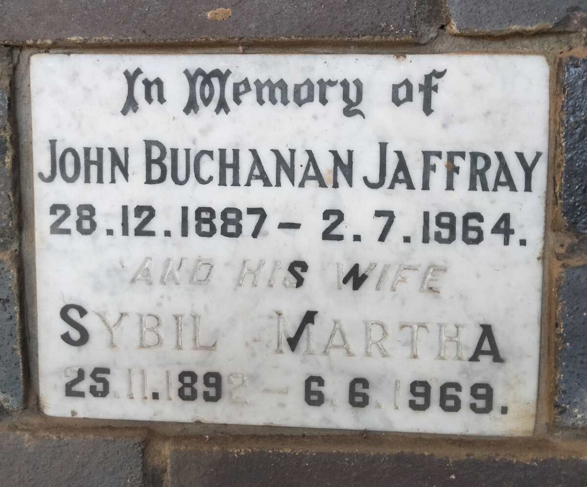 JAFFRAY John Buchanan 1887-1964 & Sybil Martha 1892-1969