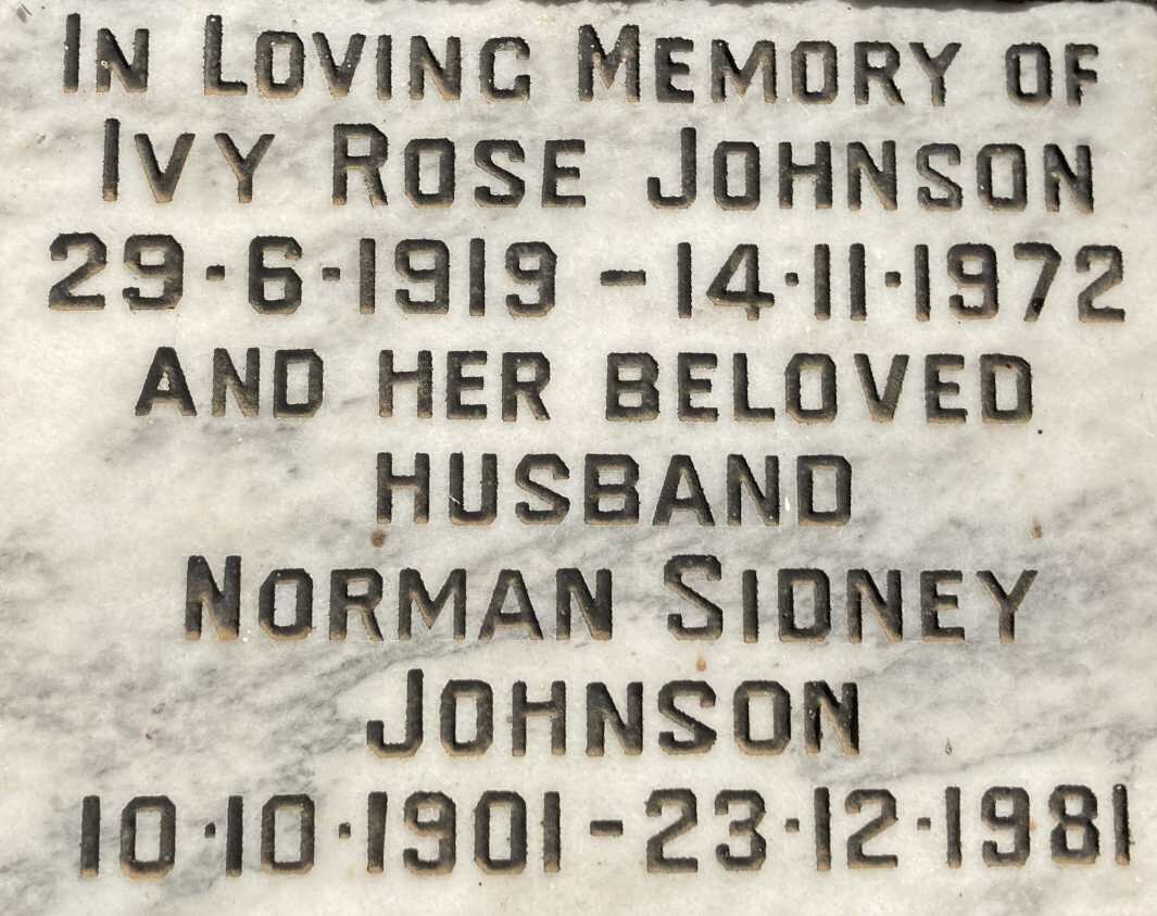 JOHNSON Norman Sidney 1901-1981 & Ivy Rose 1919-1972
