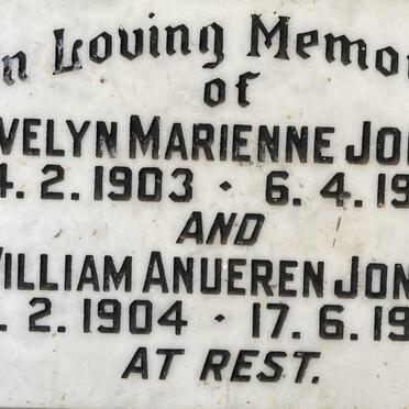 JONES William Anueren 1904-1972 & Evelyn Marienne 1903-1972