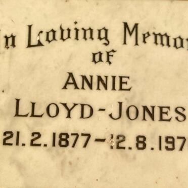 JONES Annie, LLOYD- 1877-1970