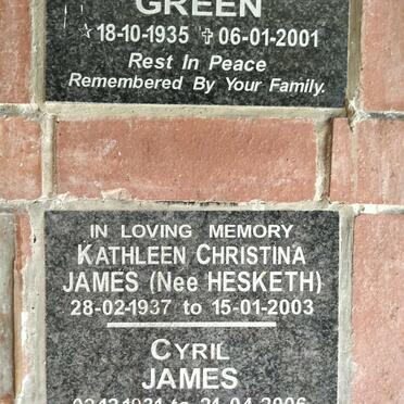 JAMES Cyril 1931-2006 & Kathleen Christina HESKETH 1937-2003